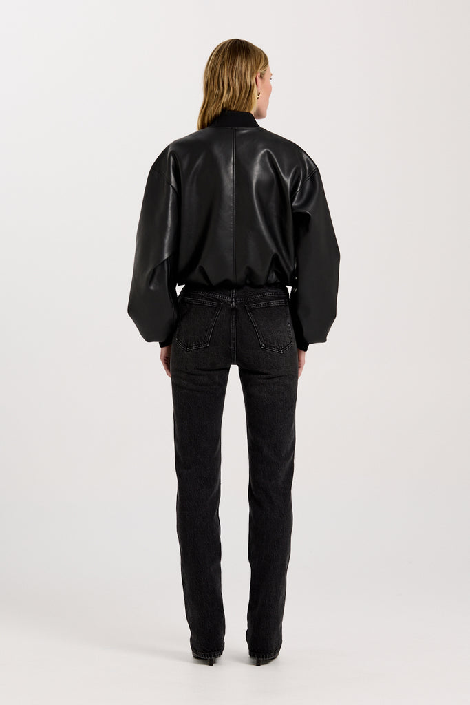 【PORTERNA】Mara bomber jacket Mara Bomber | Black Leather Bomber Jacket | Henne