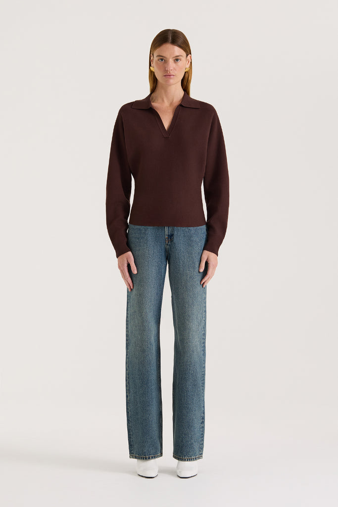 Zeya Long Sleeve Polo Top – Henne