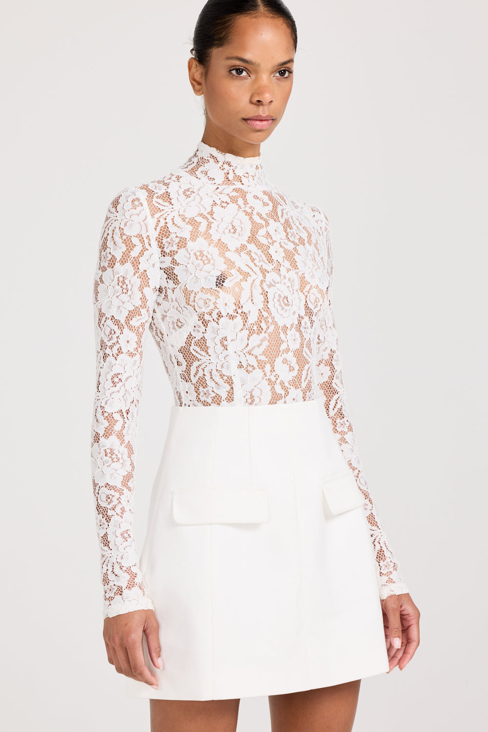 White lace bodysuit long sleeve hotsell