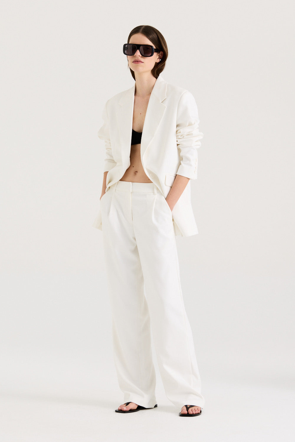 Carsson Suit Pant | White Mid Rise Pants | Henne