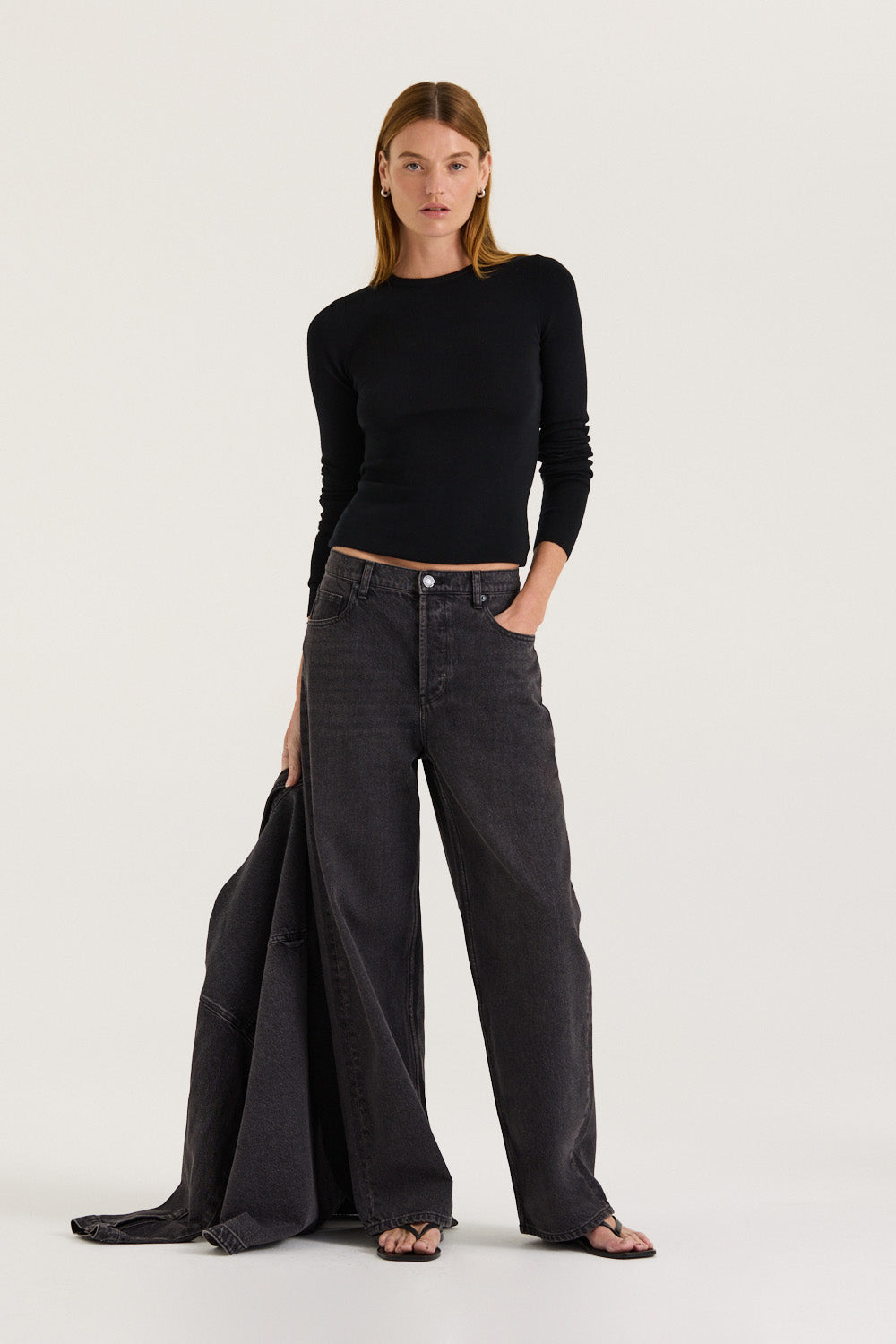 black wash low rise jeans