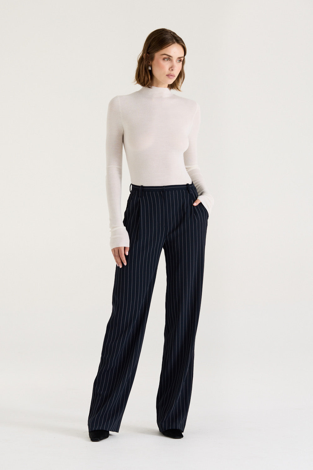 Eden Pant Navy Pinstripe Pant Henne