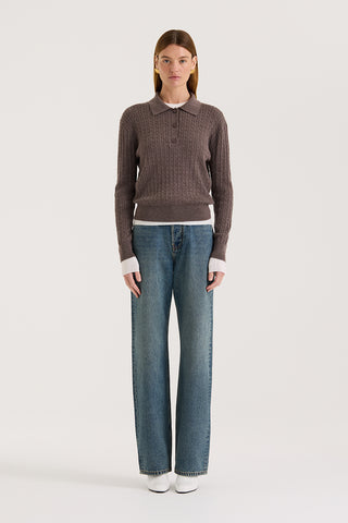 Eleni Cable Knit Polo