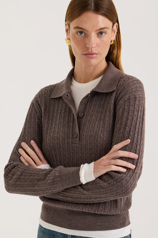 Eleni Cable Knit Polo