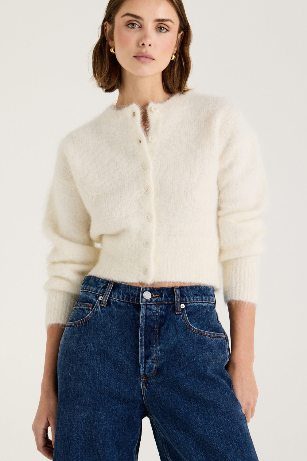 Solene Cardigan Cream Cropped Cardigan Henne - Main Image