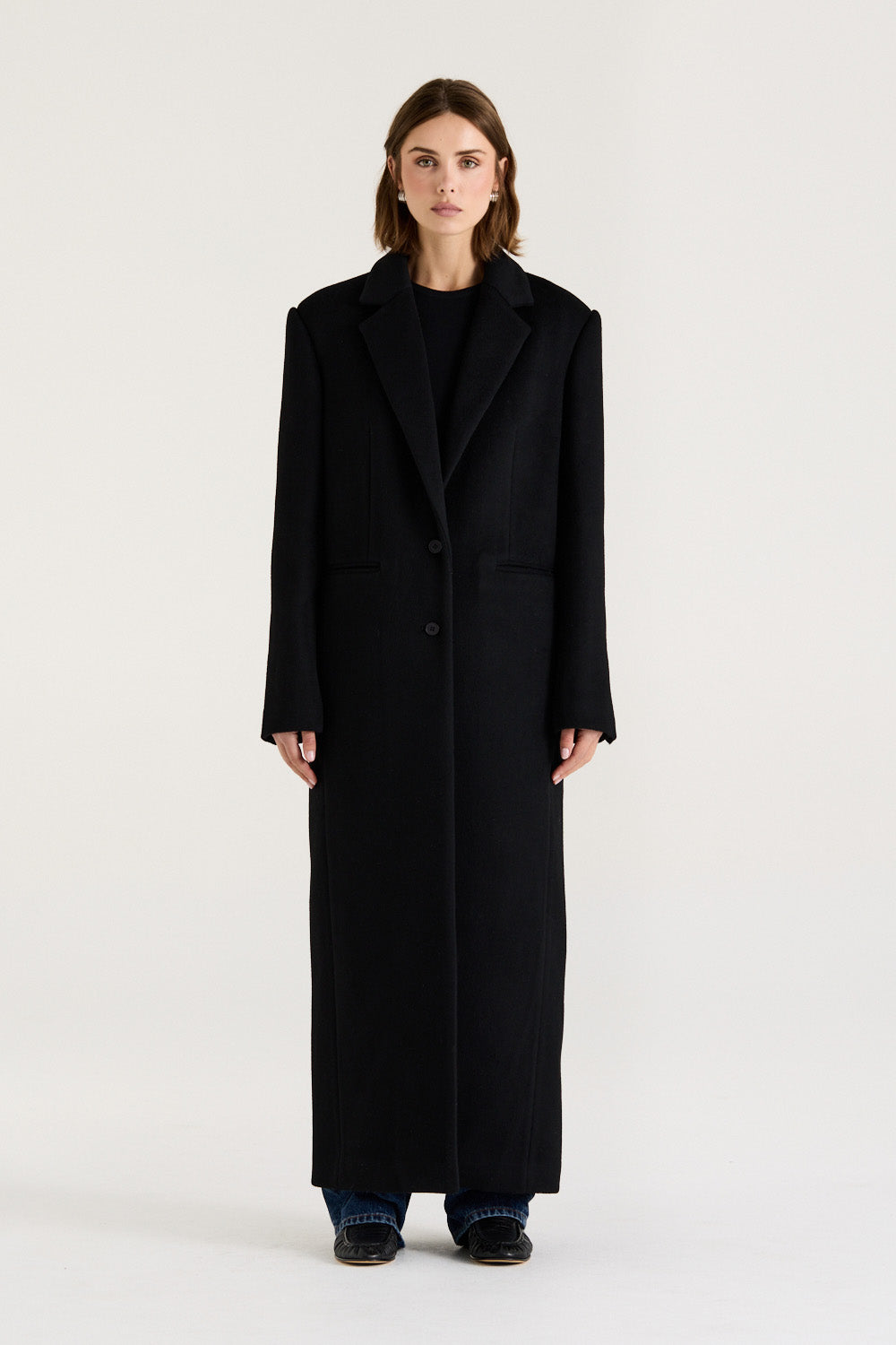 Marcella Coat Black Maxi Wool Coat Henne - Main Image