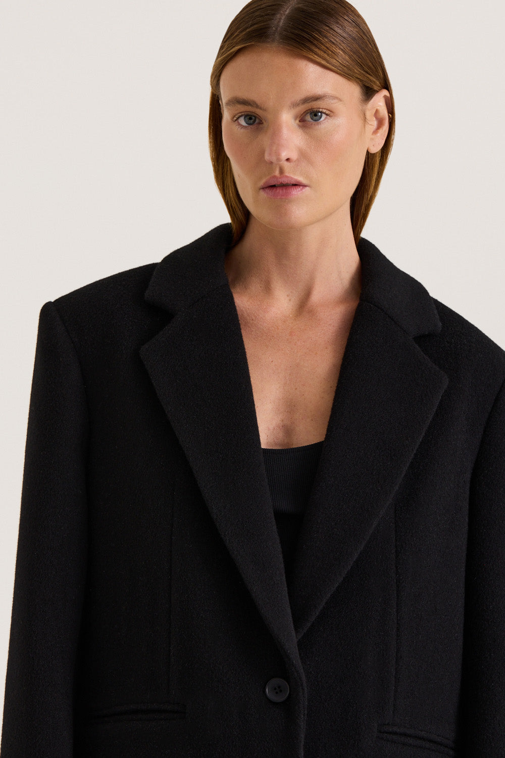 Marcella Coat | Black Maxi Wool Coat | Henne