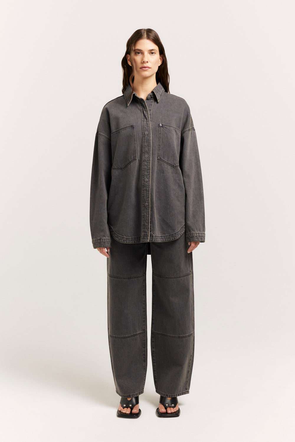 Acid wash denim shirt womens online