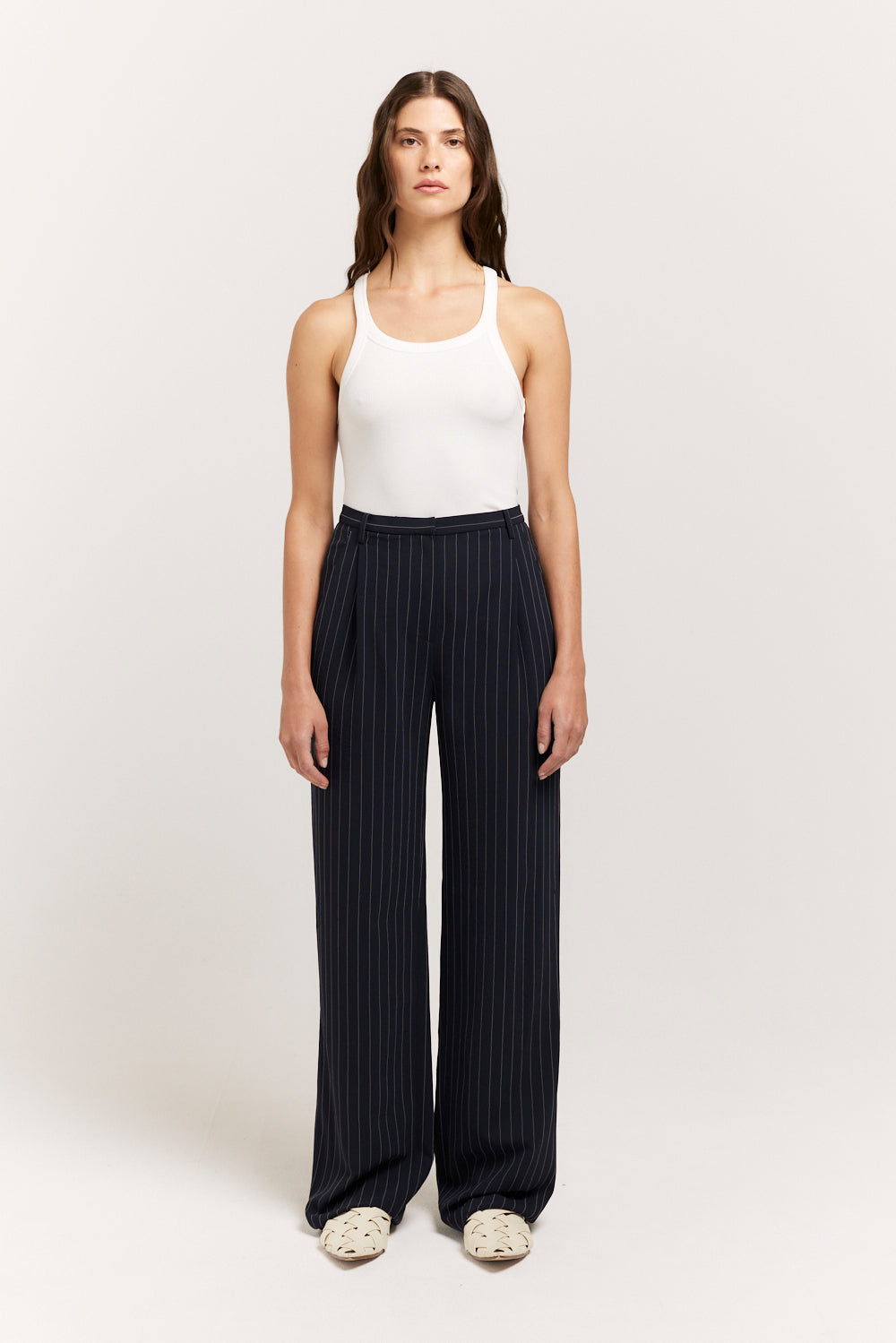 Eden Pant, Navy Pinstripe Pant