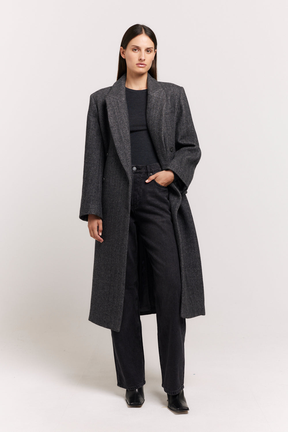 Albi Coat Dark Grey Longline Coat Henne