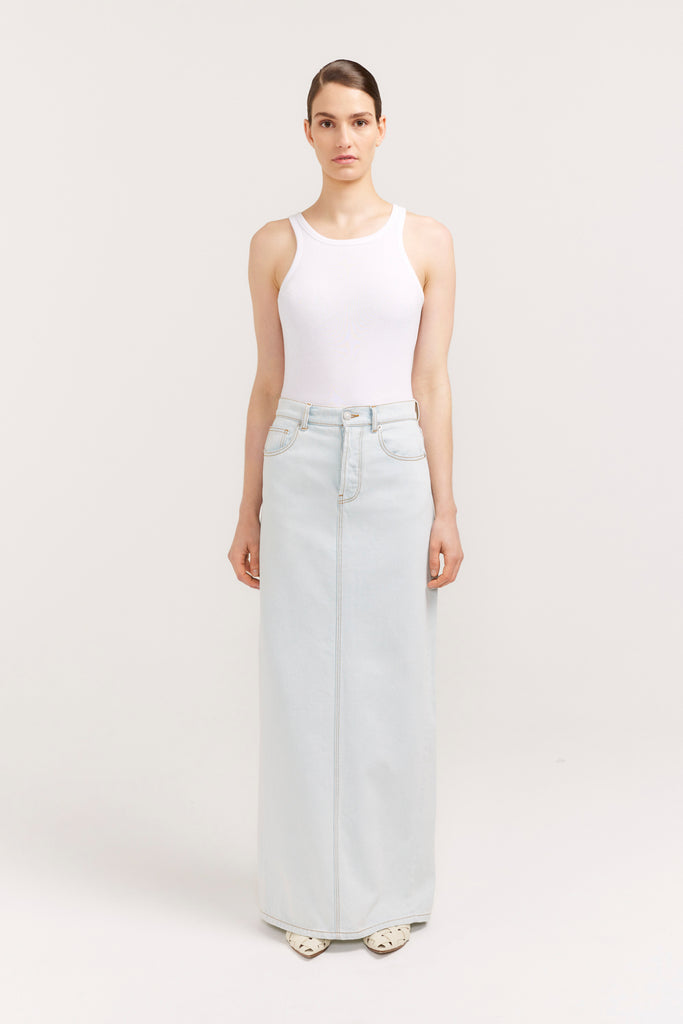 Terzo Maxi Skirt Light Wash Denim Maxi Skirt Henne