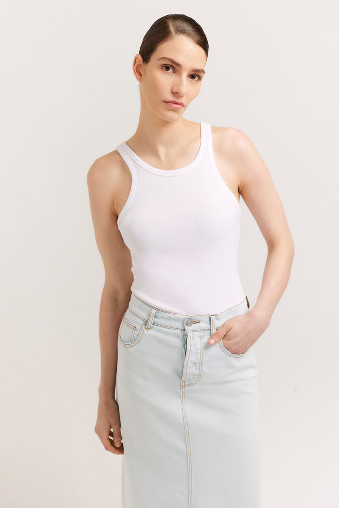 Terzo Maxi Skirt Light Wash Denim Maxi Skirt Henne