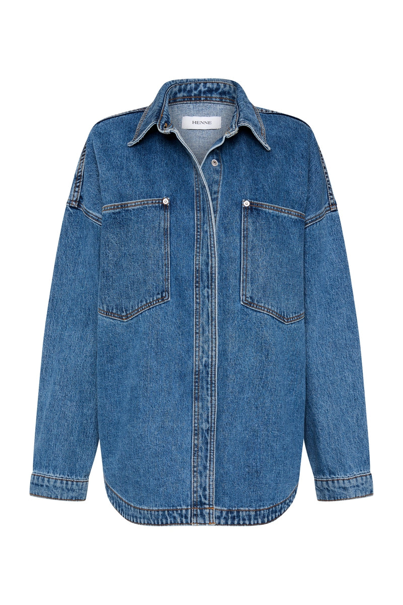 Aurora Shirt Light Wash Oversized Denim Shirt Henne