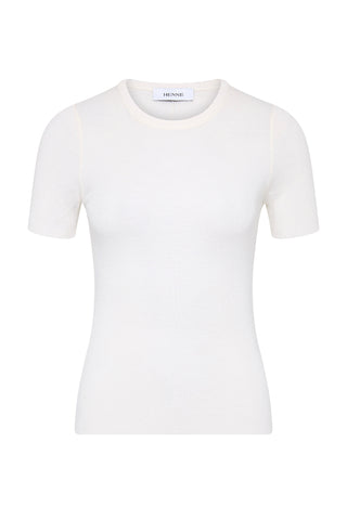 A white fitted t-shirt on a white background