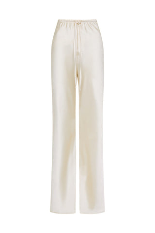 WOMENS SILK DRAWSTRING CREAM PANT