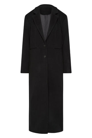 A long black coat on a white background